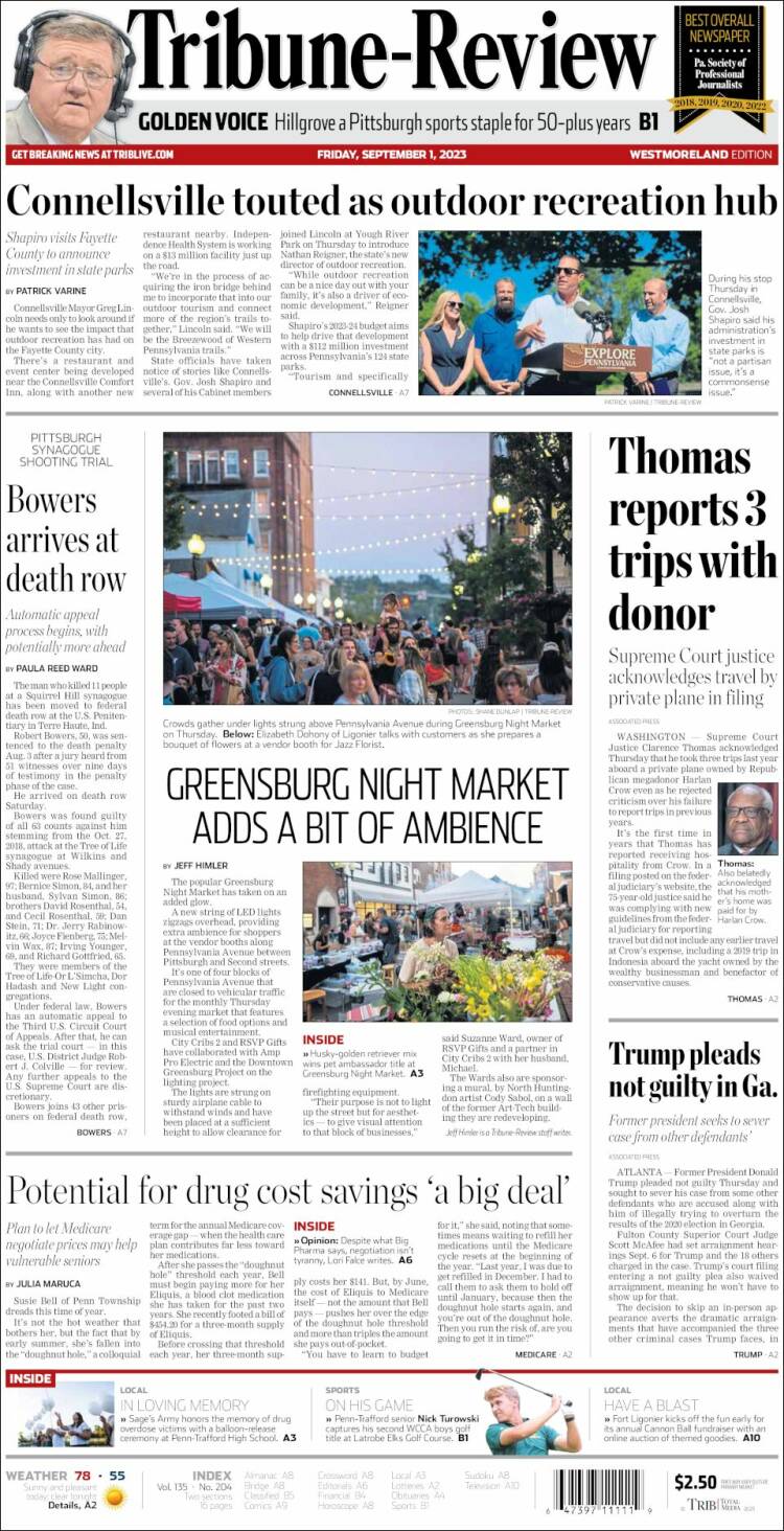 Portada de Tribune-Review (USA)