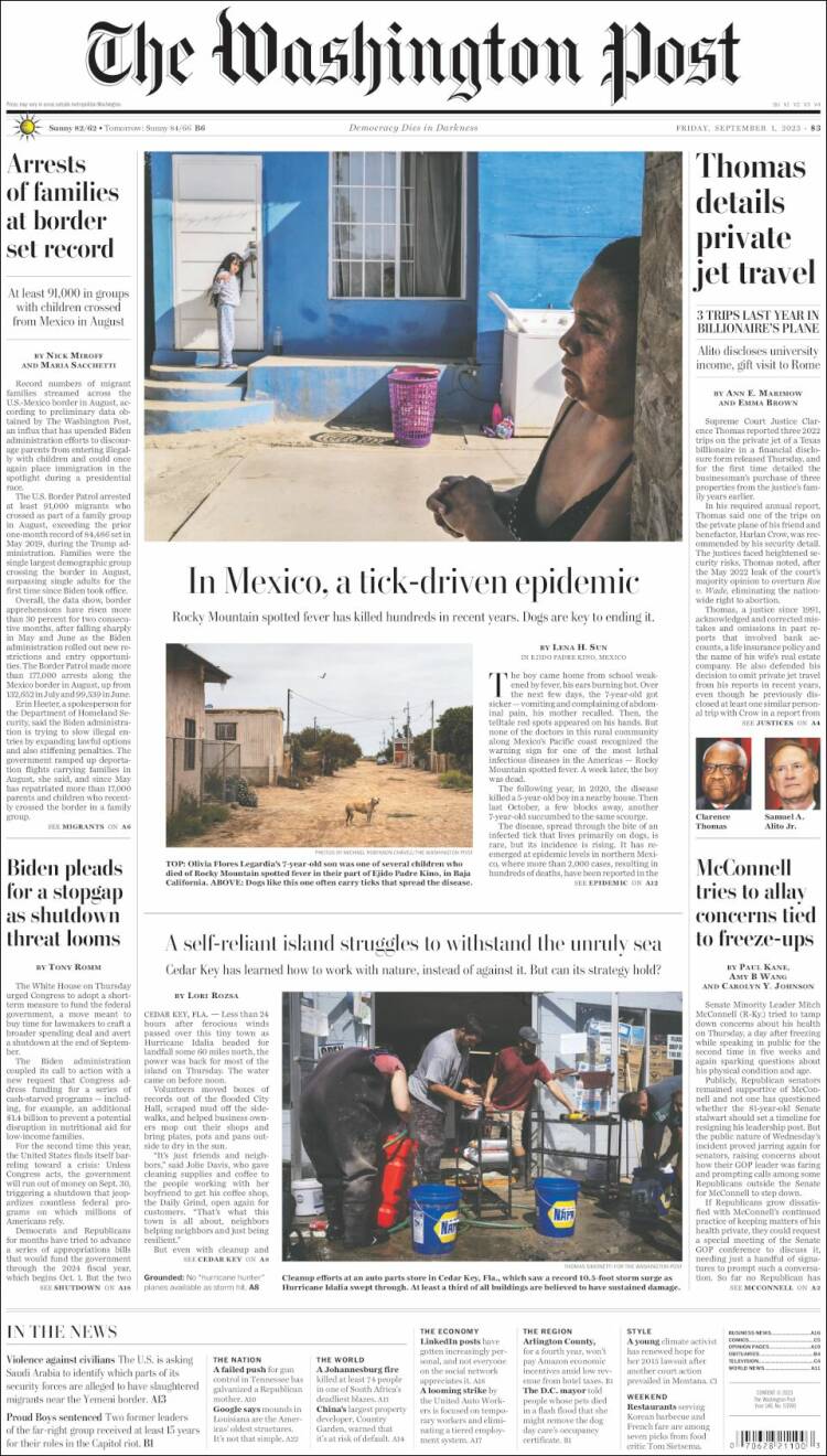 Portada de The Washington Post (USA)