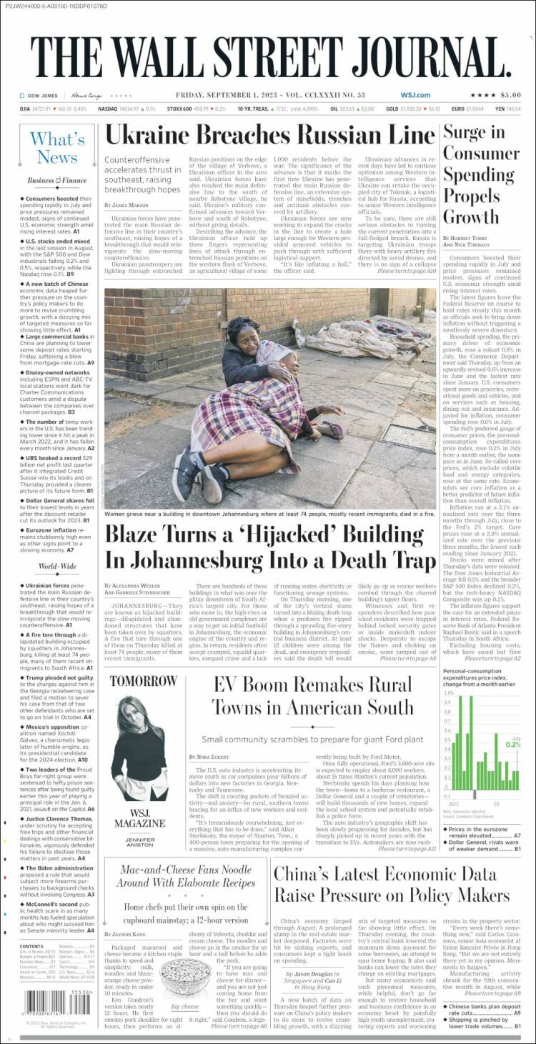 Portada de Wall Street Journal (USA)