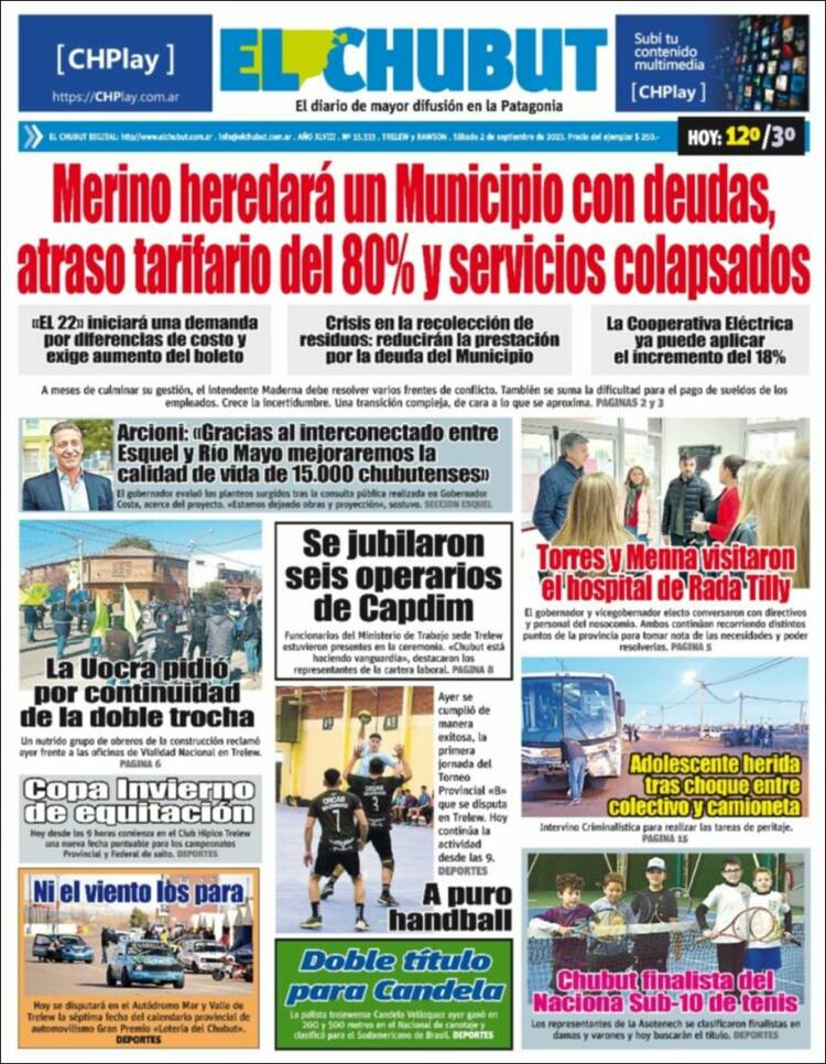 Portada de El Chubut (Argentina)