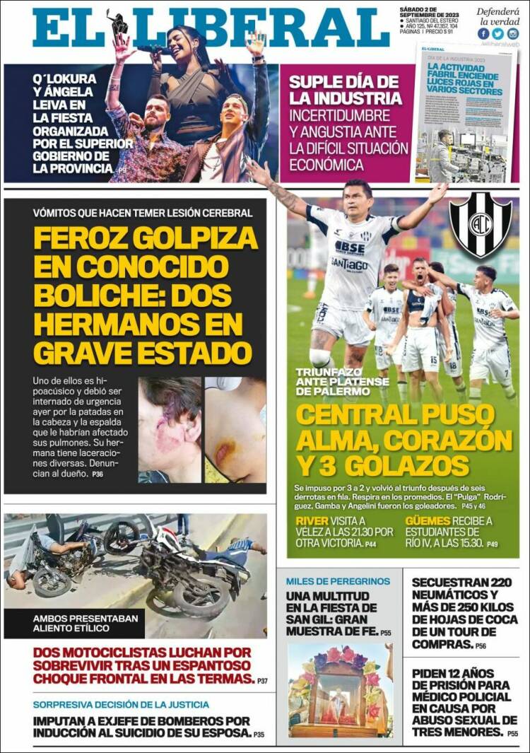 Portada de Diario El Liberal (Argentina)