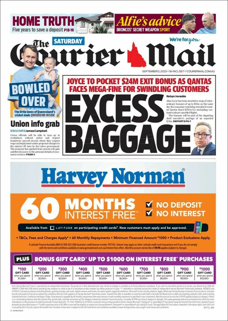 Portada de The Courier-Mail (Australia)