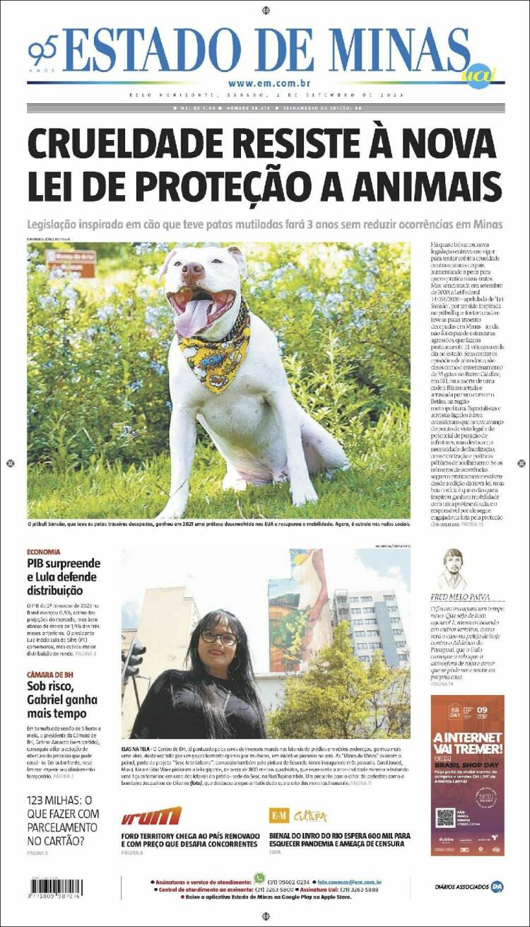 Portada de Jornal Estado de Minas (Brasil)