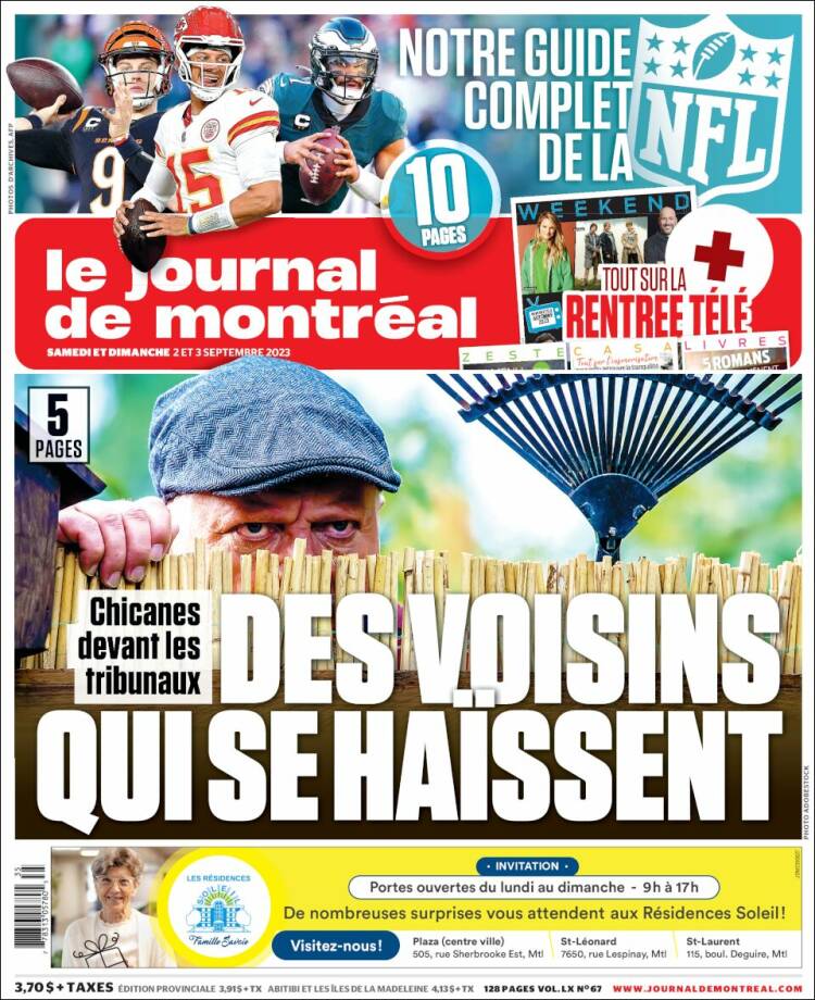 Portada de Le Journal de Montréal (Canadá)