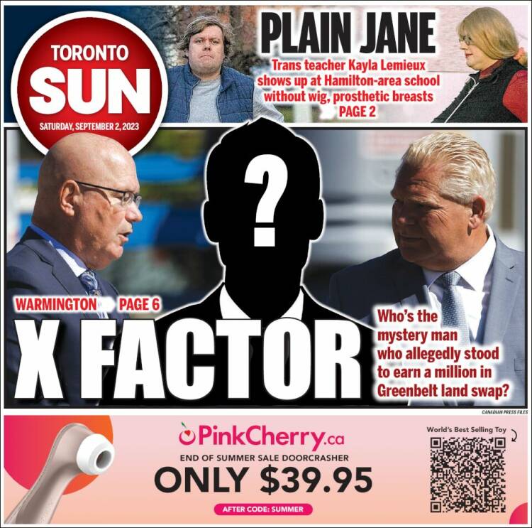 Portada de The Toronto Sun (Canadá)