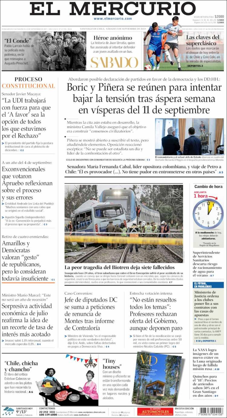 Portada de El Mercurio (Chile)