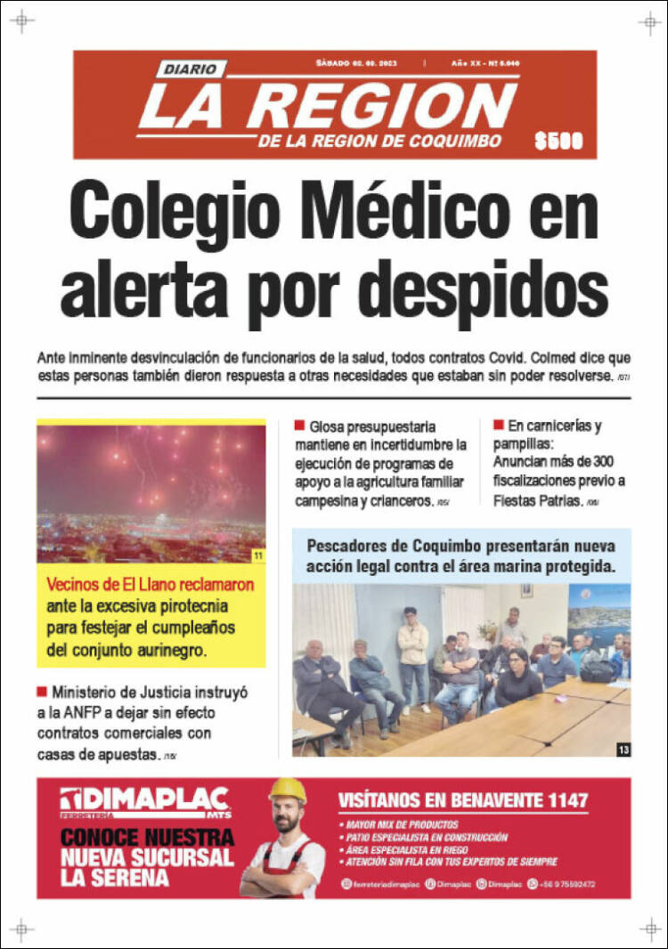 Portada de Diario La Región de Coquimbo (Chile)