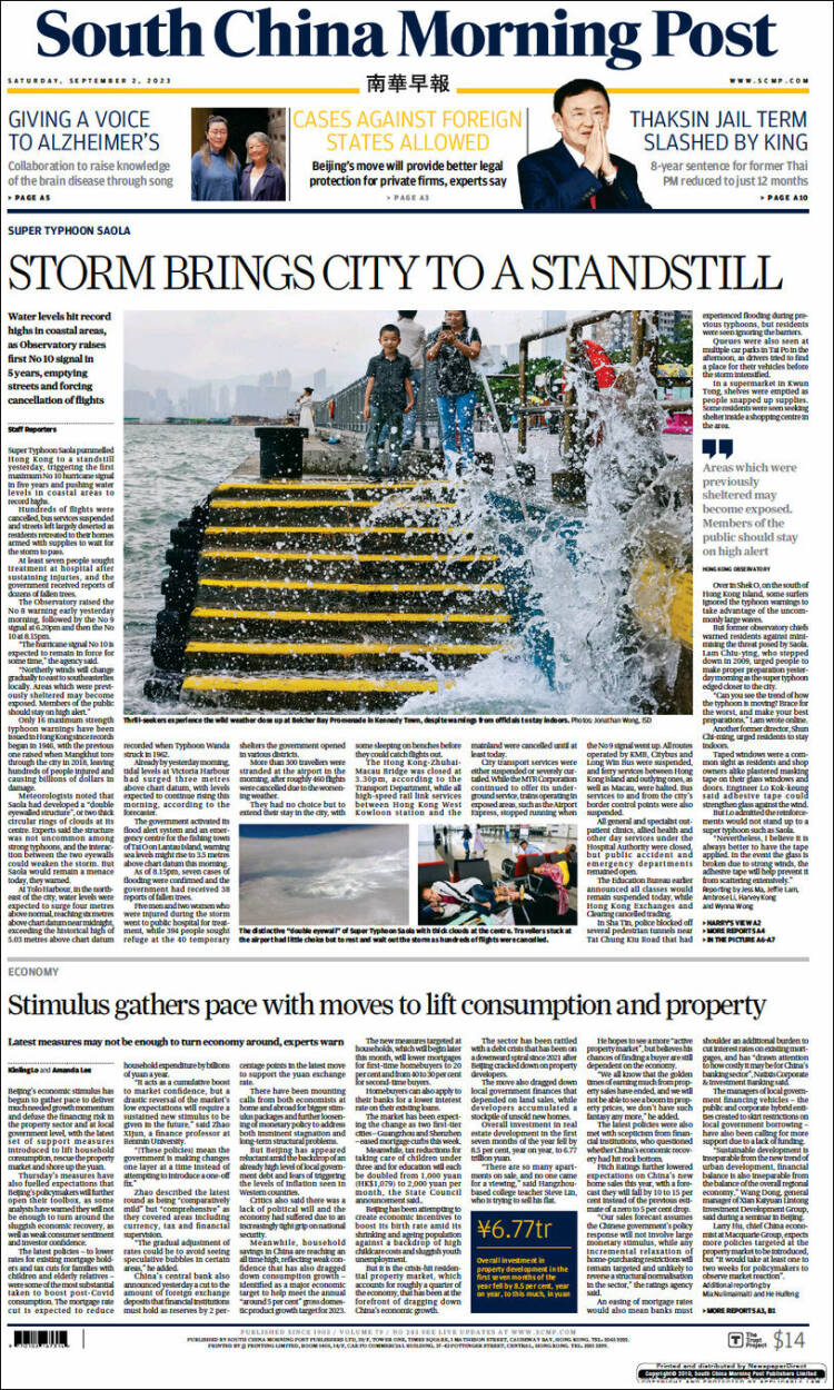 Portada de South China Morning Post (China)