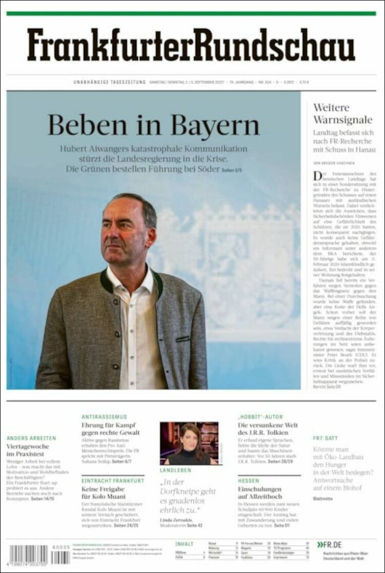 Portada de Frankfurter Rundschau (Alemania)