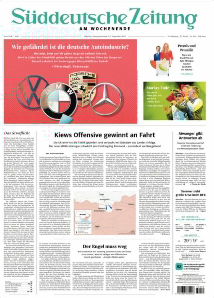Portada de Sueddeutsche (Alemania)
