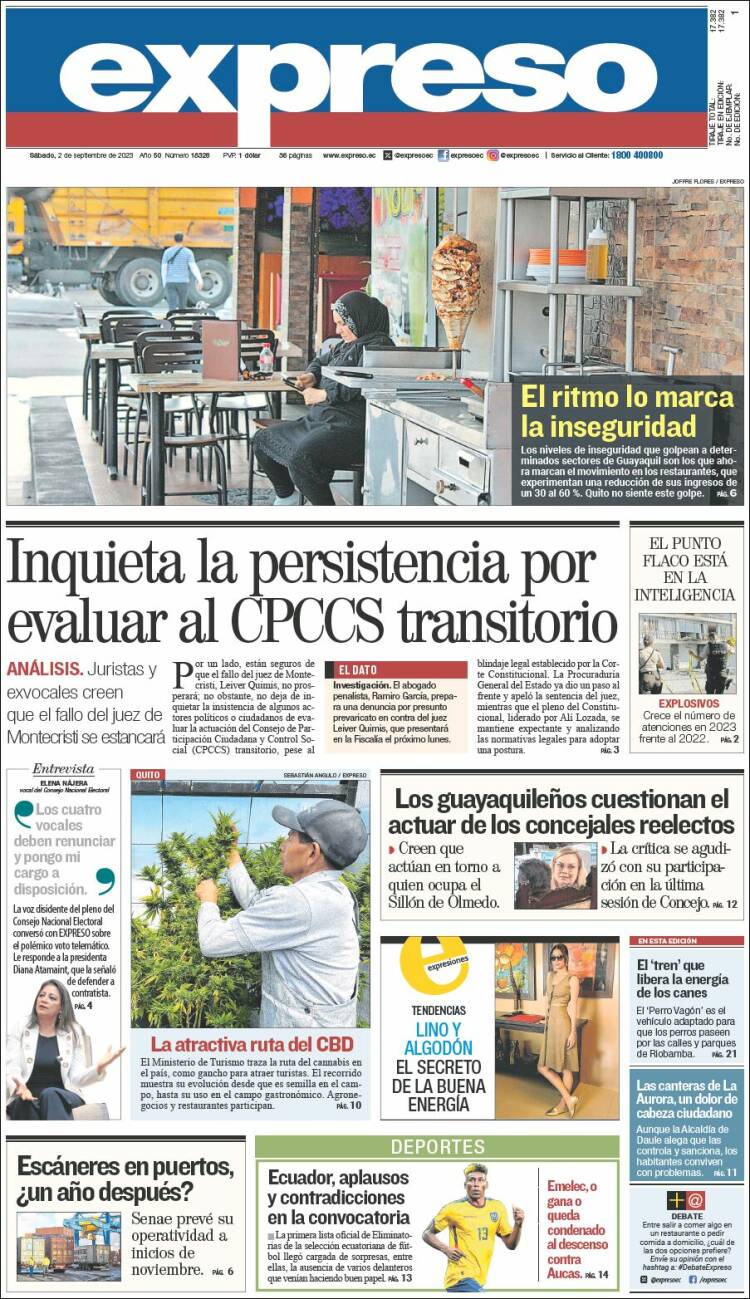 Portada de Expreso (Ecuador)