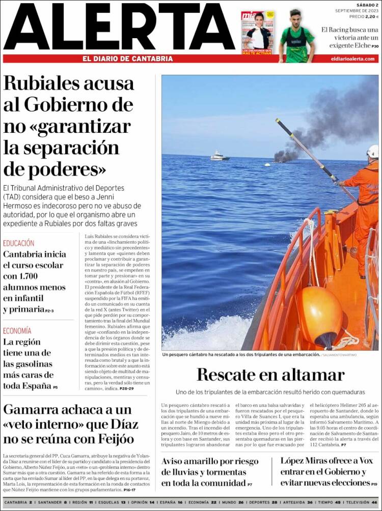 Portada de Alerta - El Diario de Cantabria (España)