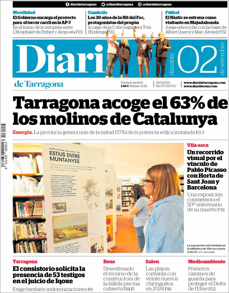 Portada de Diari de Tarragona (España)