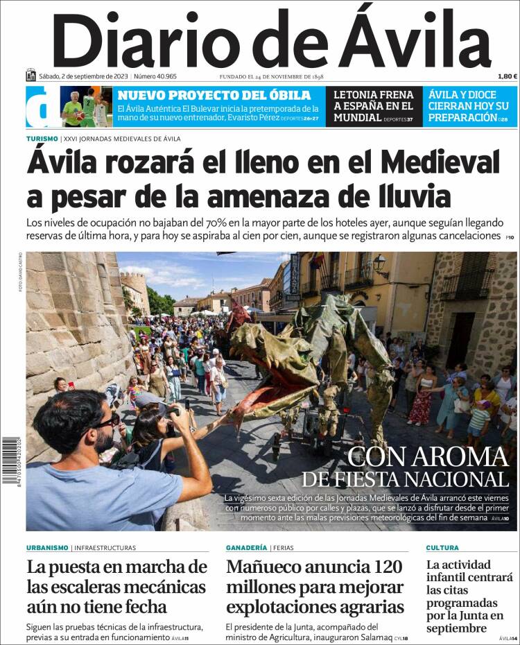 Portada de Diario de Ávila (España)