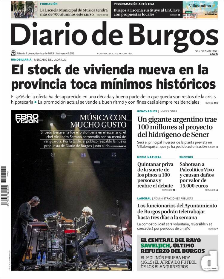 Portada de Diario de Burgos (España)