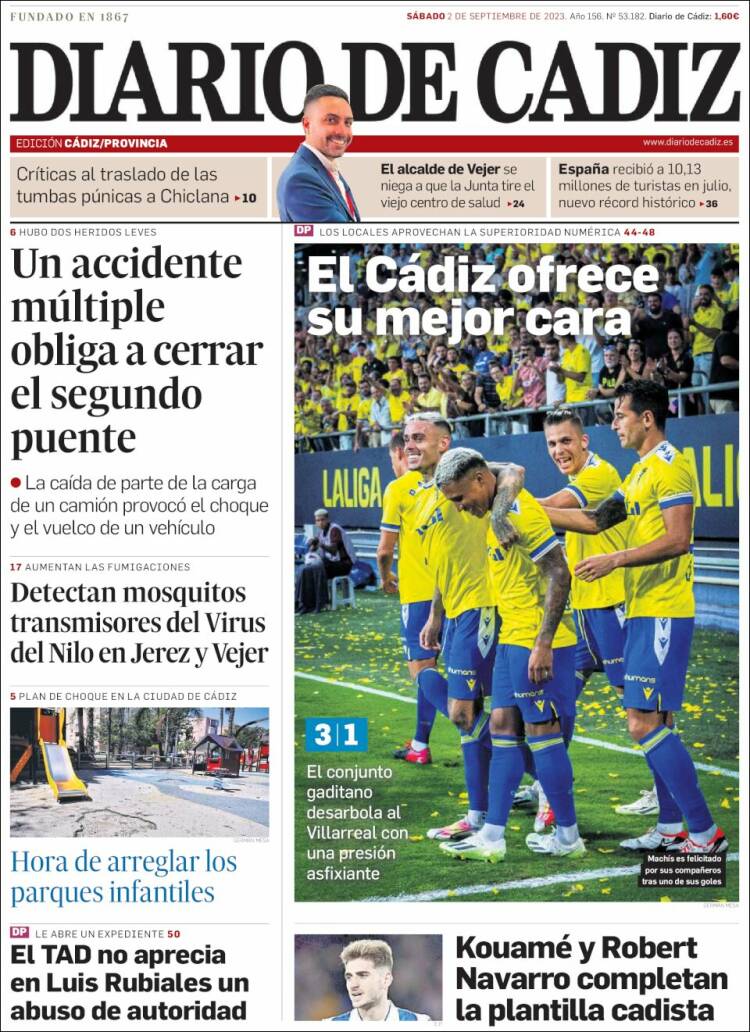 Portada de Diario de Cádiz (España)
