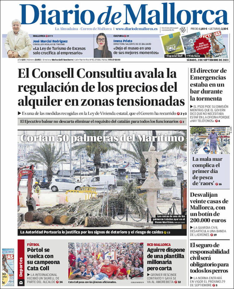 Portada de Diario de Mallorca (España)