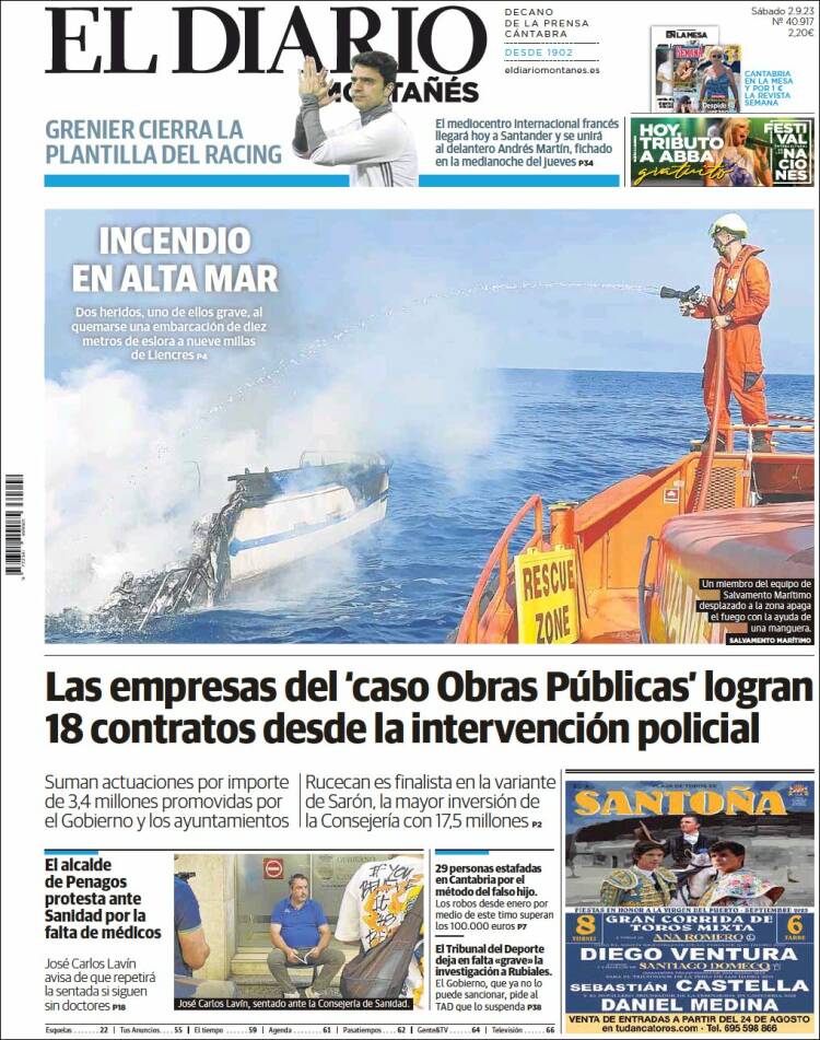 Portada de El Diario Montañés (España)