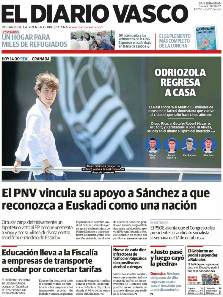 Portada de Diario Vasco (España)