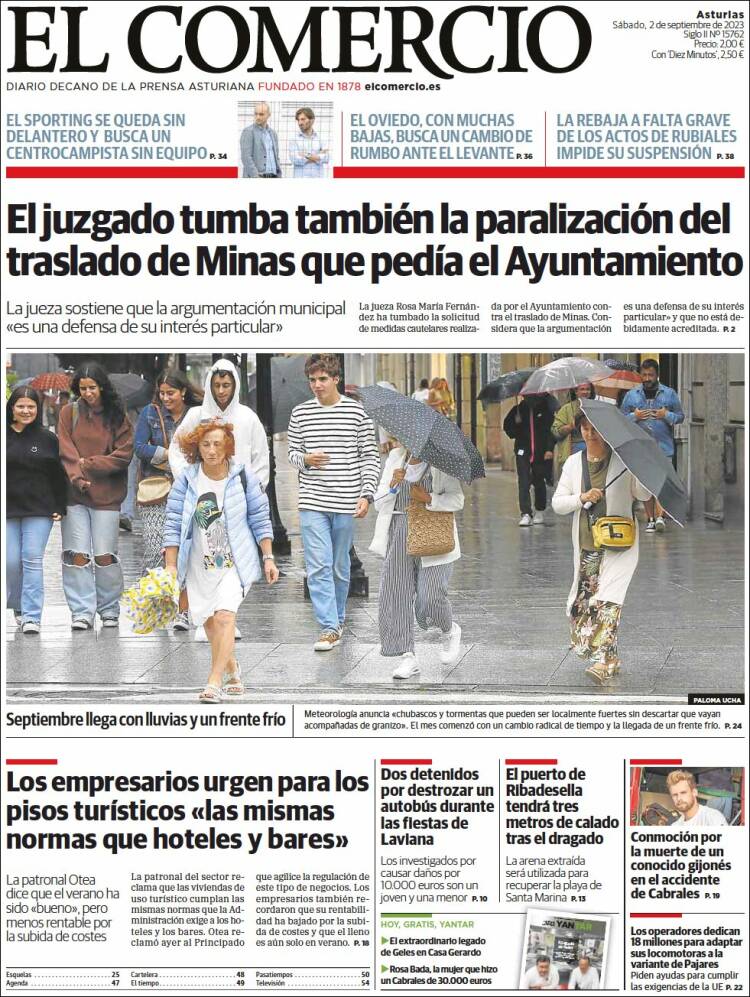 Portada de El Comercio (España)