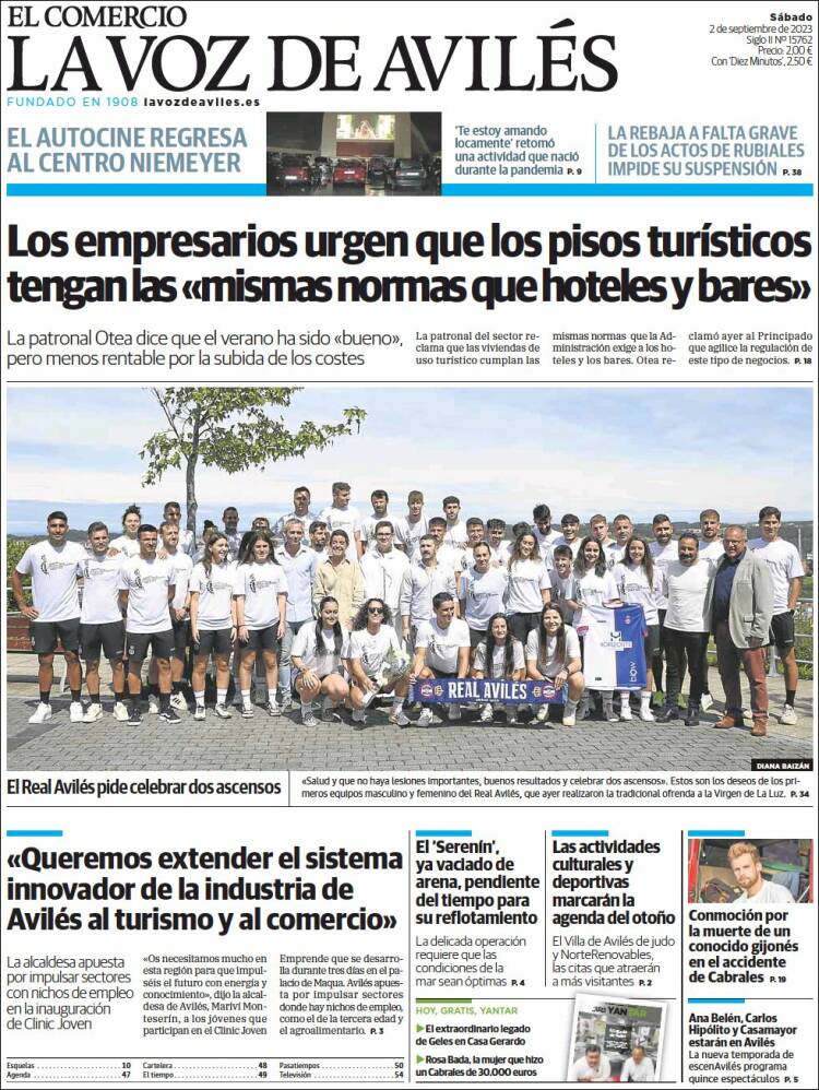 Portada de El Comercio - Avilés (España)