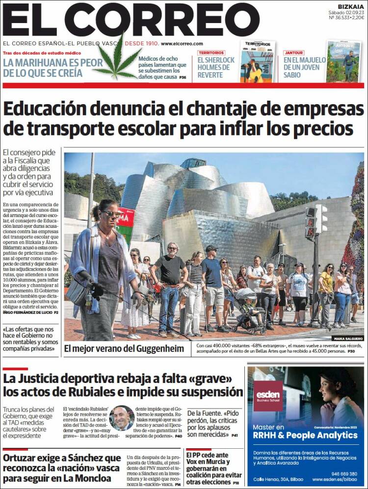 Portada de El Correo (España)