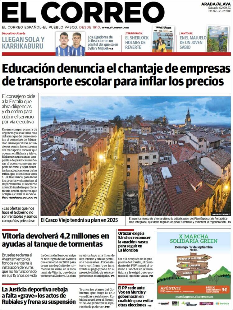 Portada de El Correo - Álava (España)
