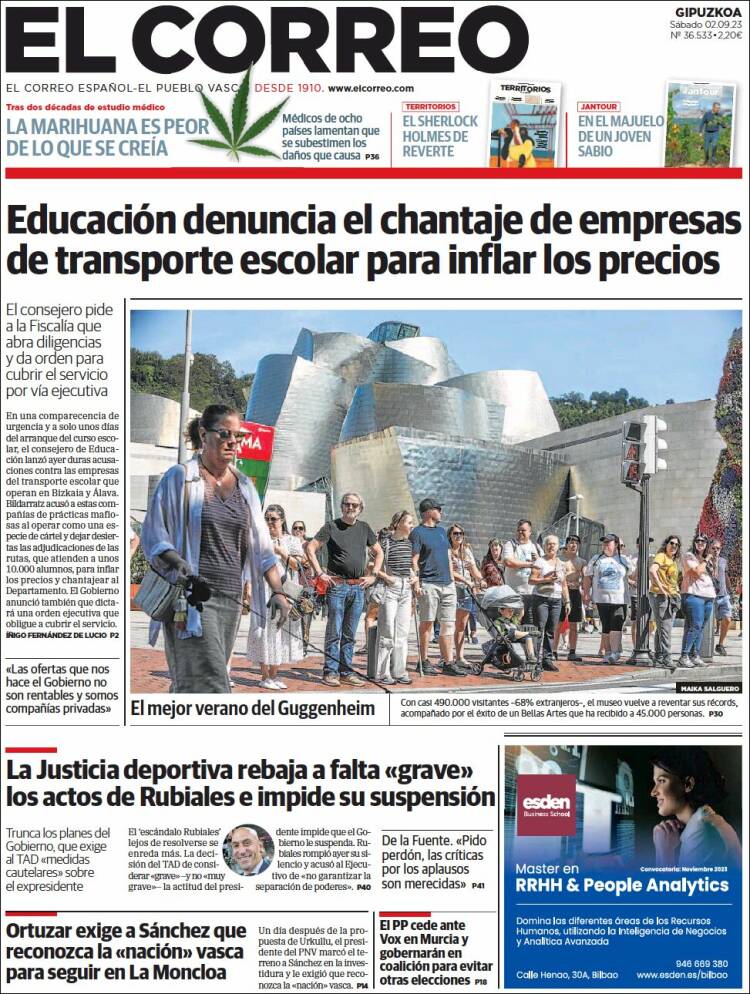Portada de El Correo - Guipuzcoa (España)