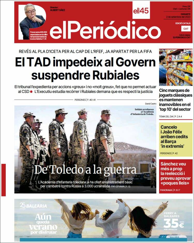 Portada de El Periódico de Catalunya (España)