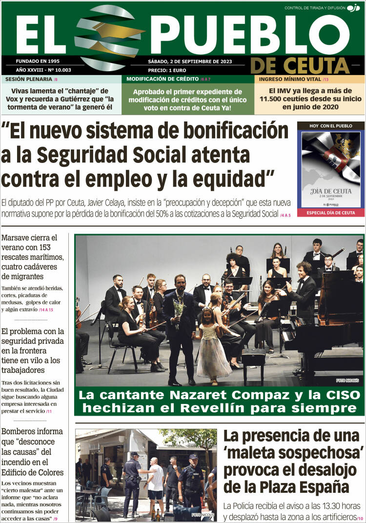 Portada de El Pueblo de Ceuta (España)
