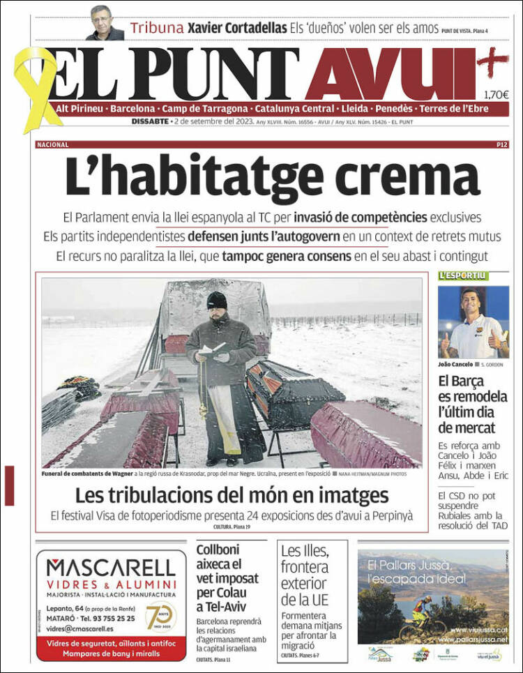 Portada de El Punt Avui (España)