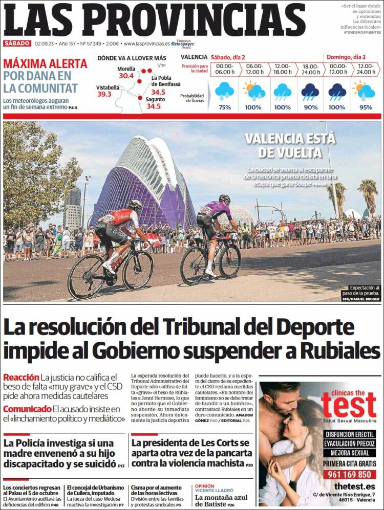 Portada de Las Provincias (España)