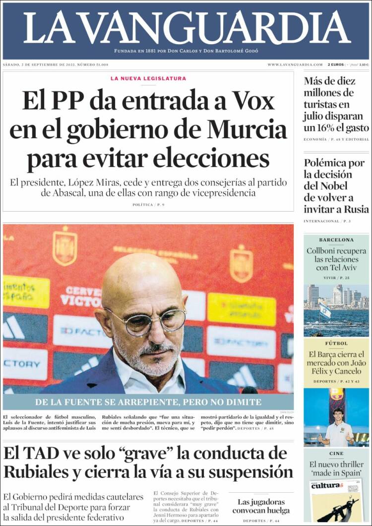 Portada de La Vanguardia (España)