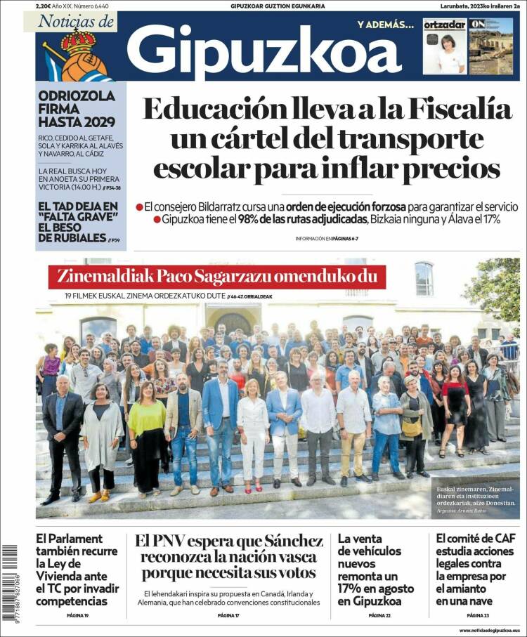 Portada de Noticias de Gipuzkoa (España)