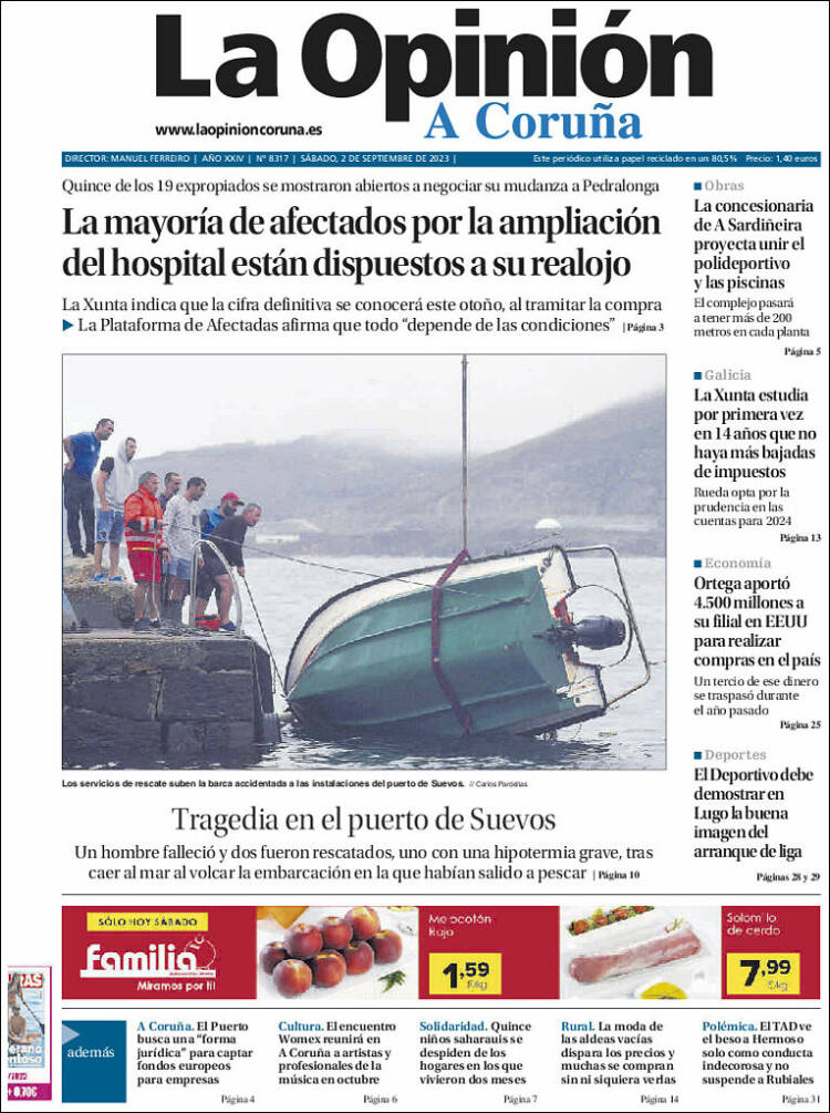Portada de La Opinión de A Coruña (España)