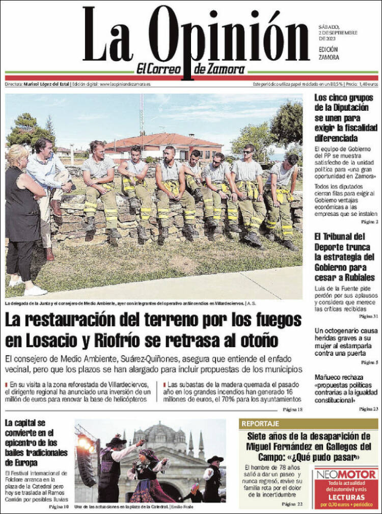 Portada de La Opinión - El Correo de Zamora (España)