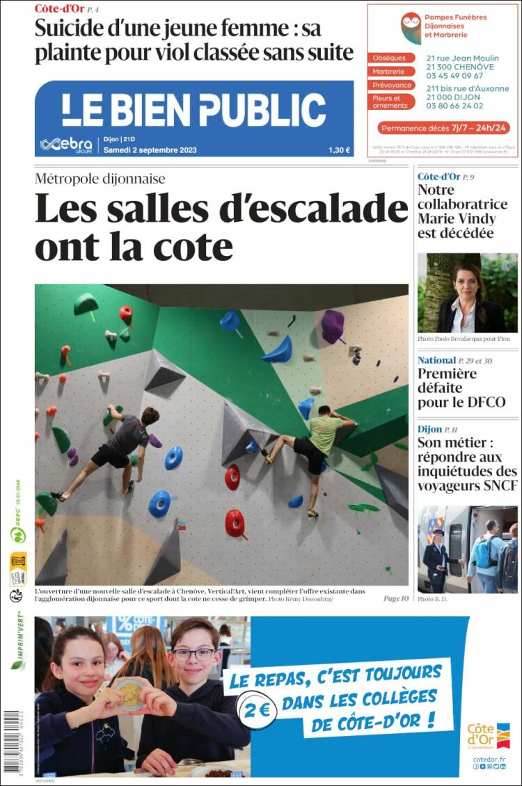 Portada de Le Bien Public (Francia)