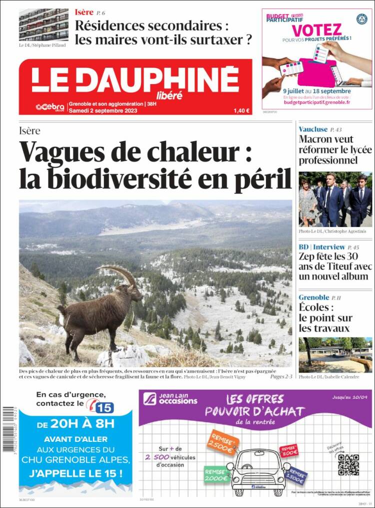 Portada de Le Dauphiné Libéré (Francia)
