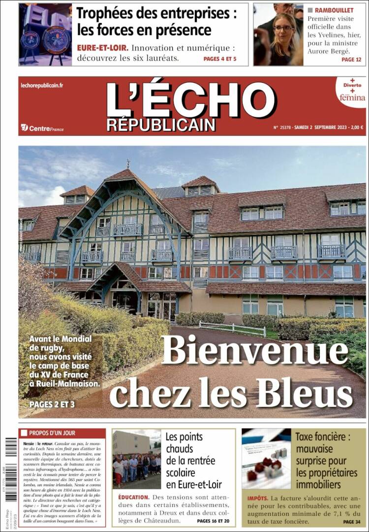 Portada de L'Echo Républicain (Francia)