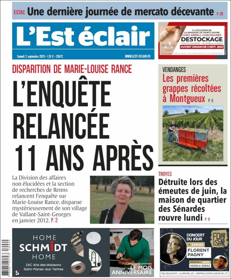 Portada de L'Est Eclair (Francia)