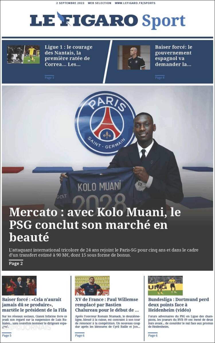 Portada de Le Figaro Sport (Francia)