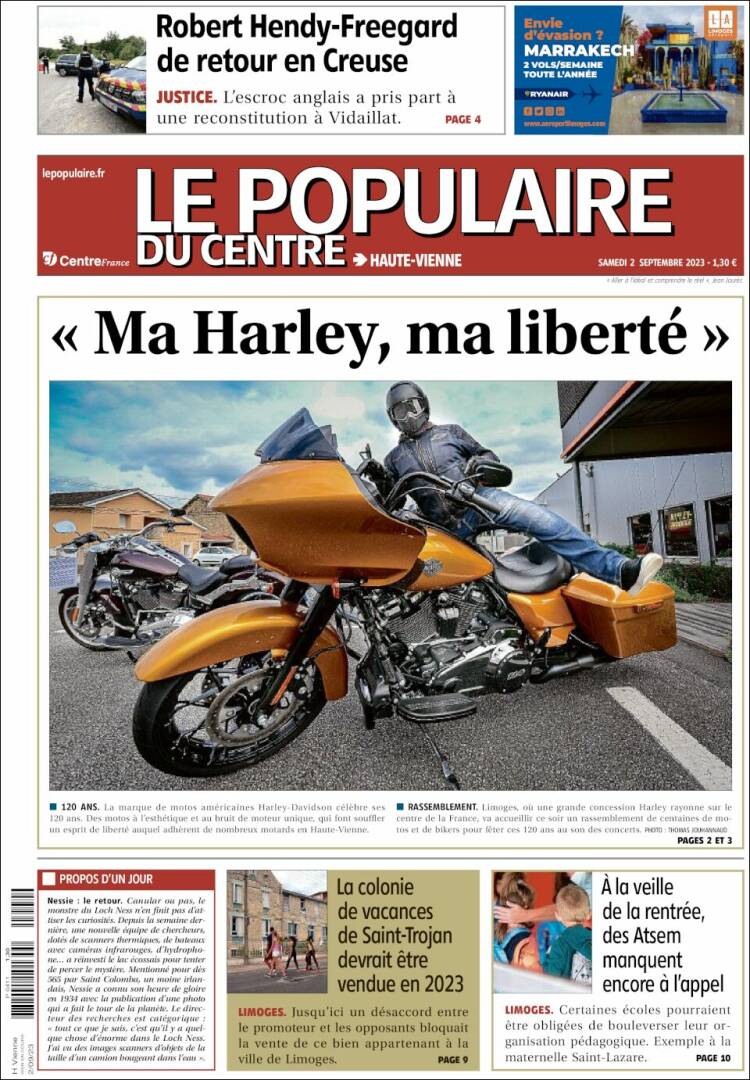 Portada de Le Populaire du Centre (Francia)