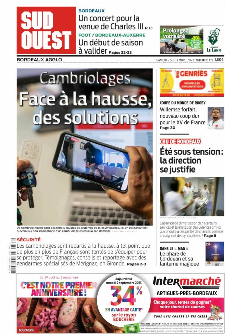 Portada de Sud Ouest (Francia)