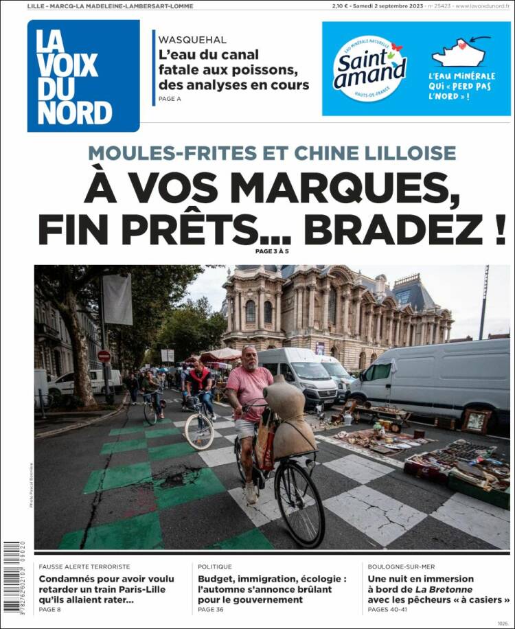 Portada de La Voix du Nord (Francia)