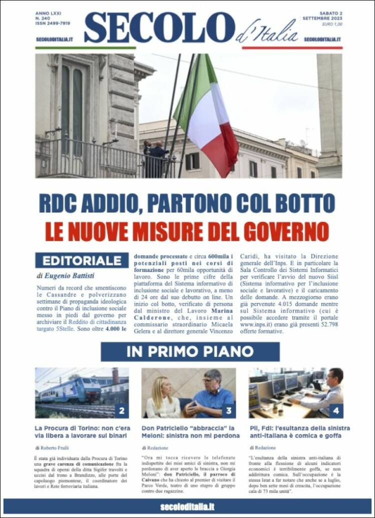 Portada de Secolo d'Italia (Italia)