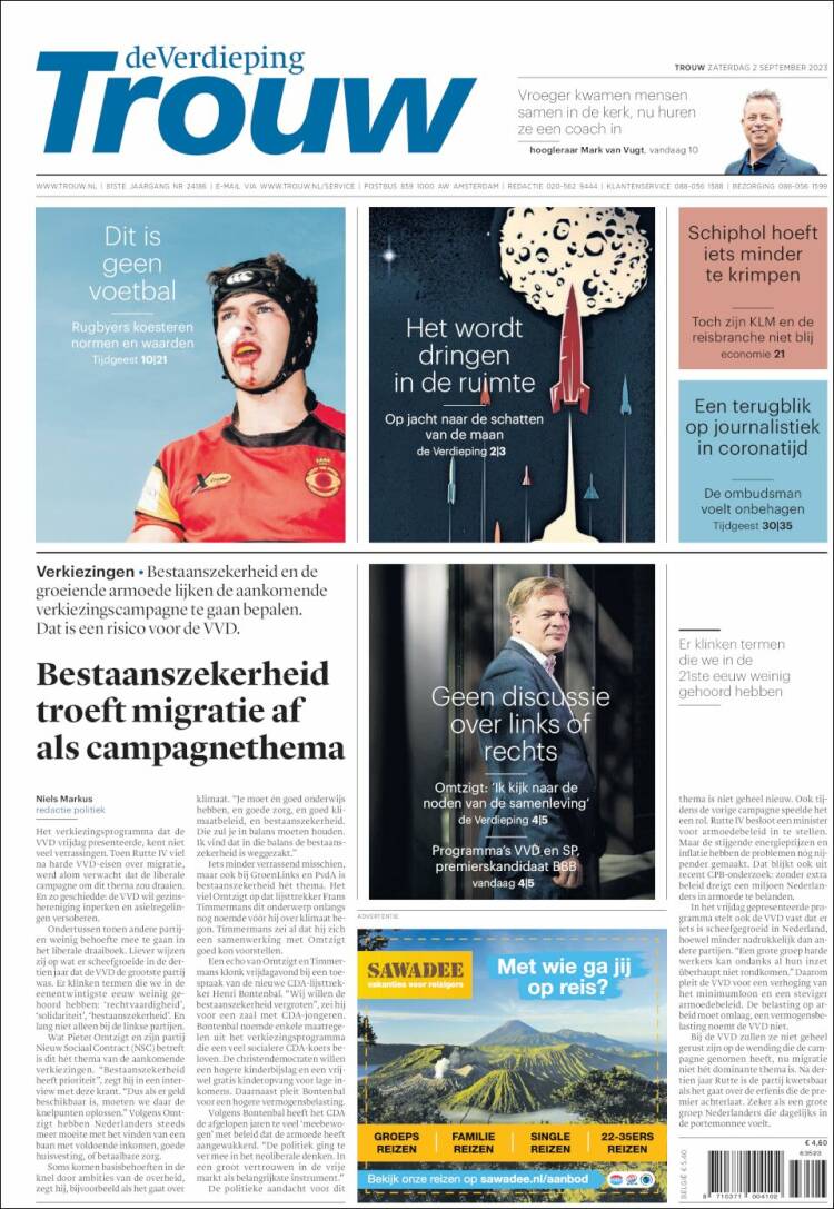 Portada de Trouw (Pa&iacute;ses Bajos)