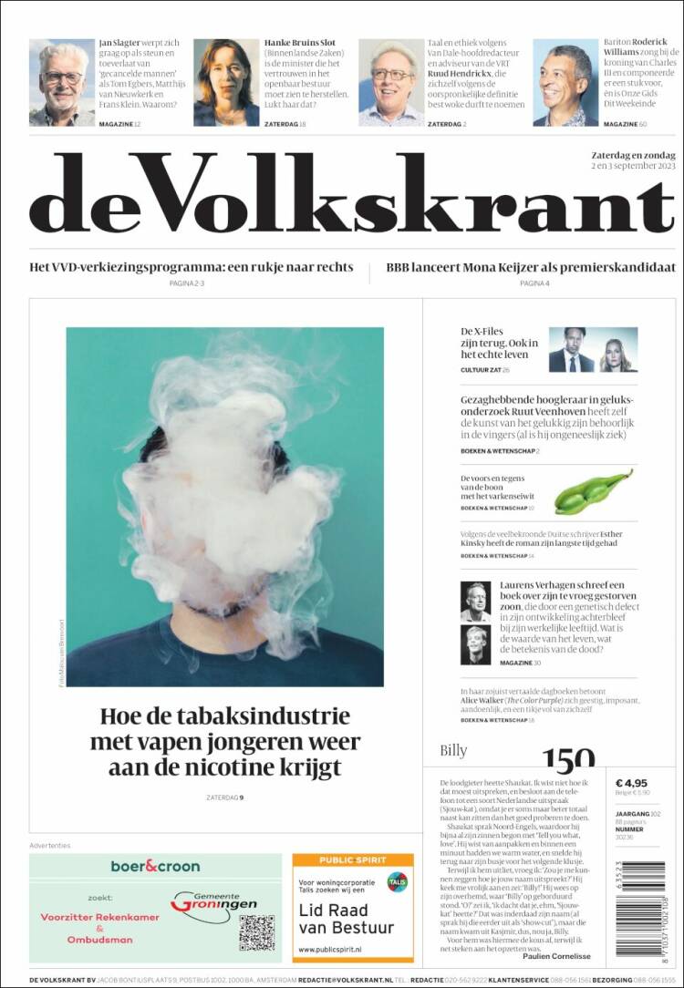 Portada de De Volkskrant (Pa&iacute;ses Bajos)