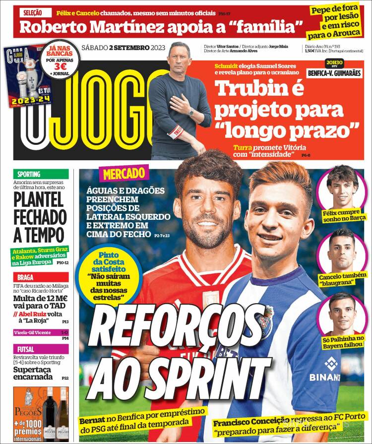 Portada de O Jogo (Portugal)
