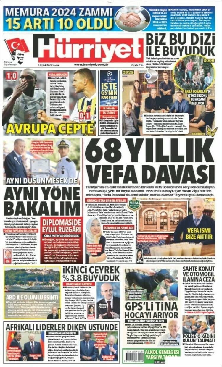 Portada de Hürriyet (Turqu&iacute;a)