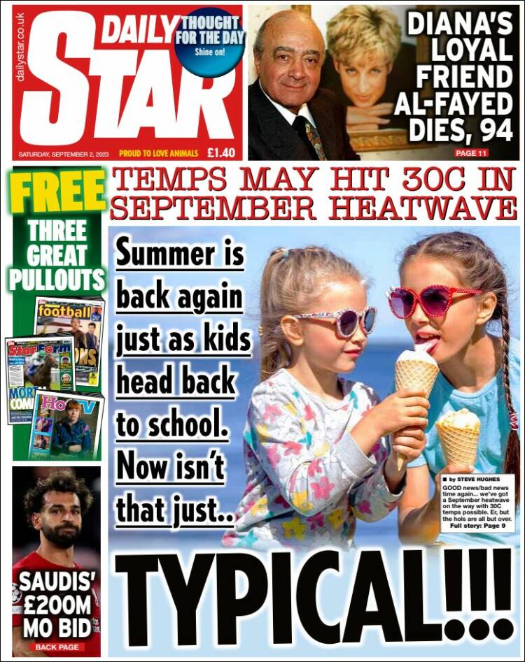 Portada de Daily Star (Reino Unido)